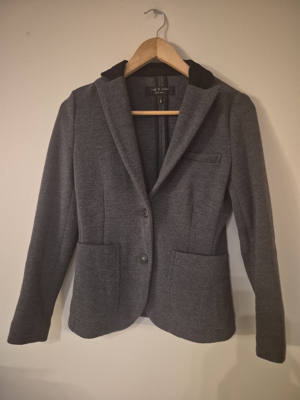 rag & bone Gray Knit Blazer with Black Collar